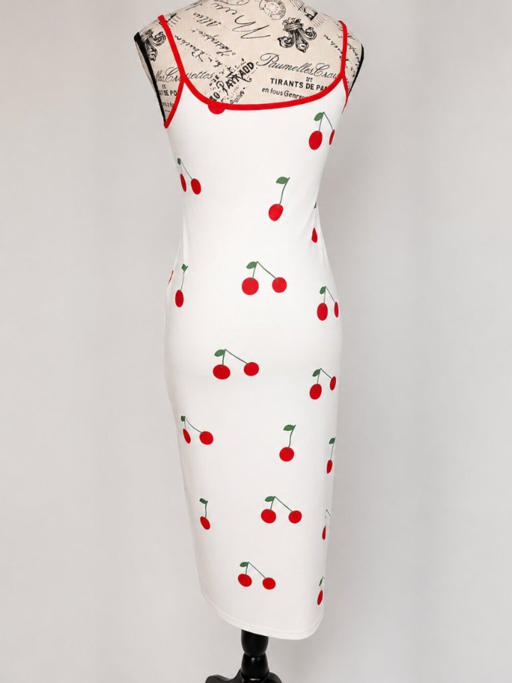 SHEIN Cherry Print Maxi Dress Womens Small White Red Fruit Print Spaghetti Strap - Picture 4 of 8